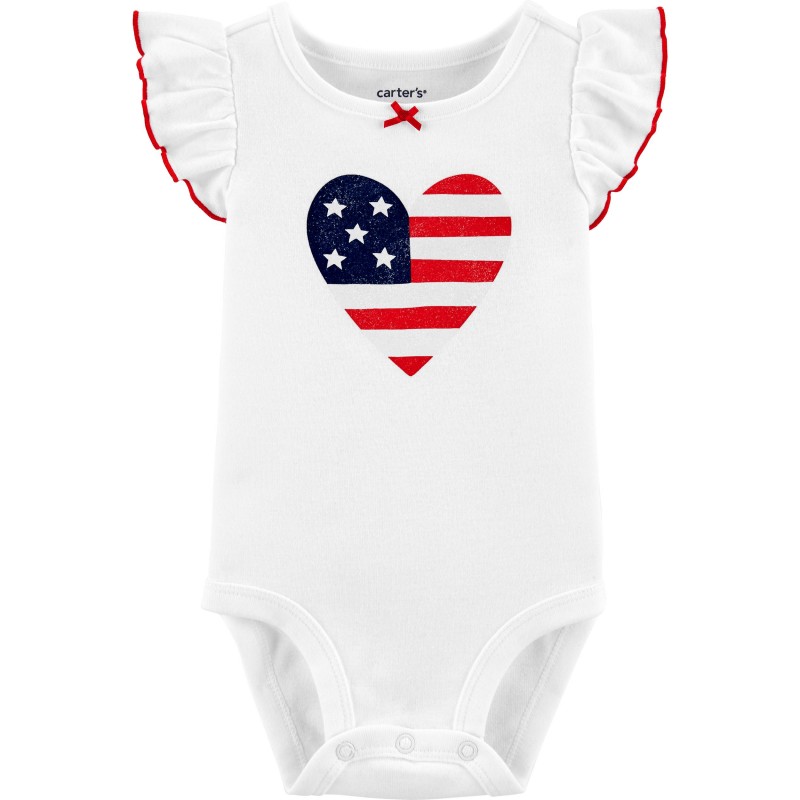 Carter S Enterizo Modelo American Flag Manga Corta 100 Algodon Para Bebes Ninas De 3 A 6 Meses
