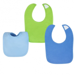 Gerber Pack 3 Baberos colores sólidos azul celeste verde 100% algodón para bebés niños