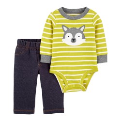 Carter's Pack Body y Pantalón Tipo Husky 100% Algodón manga larga para Bebés Niños de 3 a 6 Meses
