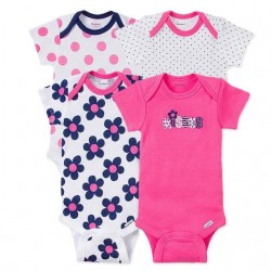 Gerber Pack 5 Bodys Colección Onesies 100% algodón manga corta para bebés niñas de 3 a 6 meses