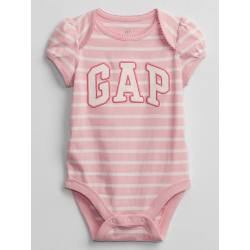 Baby Gap Body con logo color rosado 100% algodón manga corta para bebé niña de 6 a 12 meses