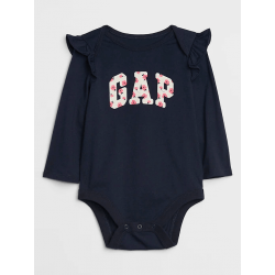 Baby Gap Body azul con logo relleno de flores 100% Algodón manga larga para bebé recién nacida