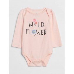 Baby Gap Body rosa con diseño de flores 100% Algodón manga larga para bebé niña de 18 a 24 meses