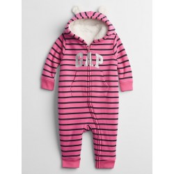 Baby Gap Enterizo rosado con rayas y logo GAP para bebé niña de 3 a 6 meses