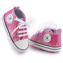 Zapatillas rosadas con brillo para bebé niña de 12 a 18 meses