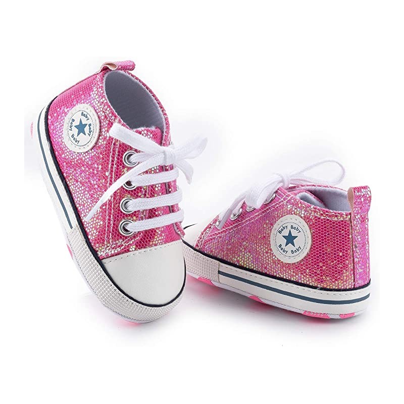 Lima Zapatillas rosadas con brillo para niña de 12 a 18 meses