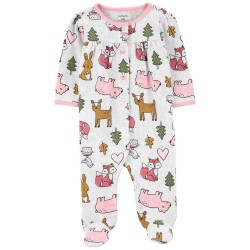 Carter's Pijama Enterizo Woodland Creatures 100% algodón térmico para bebé niña de 0 a 3 meses