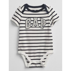 Baby Gap Body a rayas con logo GAP 100% Algodón manga corta para bebé niño de 12 a 18 meses