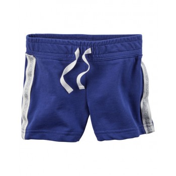 Carter's short con bandas brillantes laterales 100% algodón color azul para niñas de 2 años