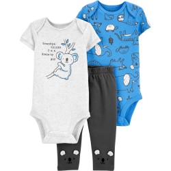 Carter's Conjunto 3 piezas, body y pantalón con diseño de koala para bebé niño de 3 a 6 meses