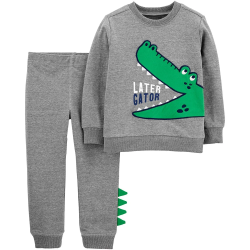Carter's Chompa y Pantalón Gris con Diseño Dinosaurio de Algodón para Bebé Niño de 0 a 3 Meses