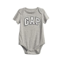 Baby Gap Body Color Gris Con Logo Gap 100% Algodón Manga Corta Para Bebé Niña De 6 A 12 Meses