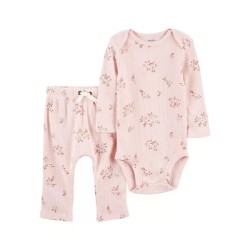 Carter's Conjunto de 2 Piezas, Body y Pantalón Rosado modelo Floral Para Bebé Niña de 18 a 24 Meses