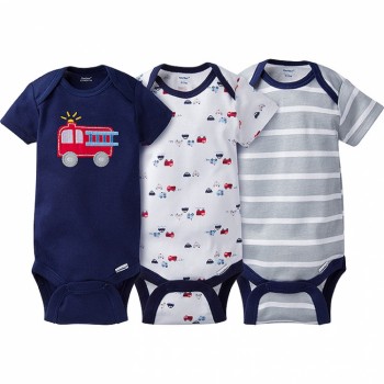 Gerber Set 3 bodys serie Onesies 100% algodón manga corta para bebé niño de 9 a 12 meses