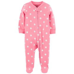 Carter's Enterizo Pijama Rosa con puntos 100% Algodón rib Manga Larga para bebé niña de 0 a 3 meses