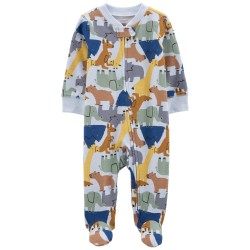 Carter's Enterizo Pijama 100% Algodón interlock Manga Larga Con Diseño de Animalespara bebé niño de 0 a 3 meses