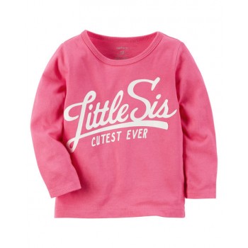 Carter's Polo modelo Little Sis color rosado manga larga para bebé niña de 18 a 24 Meses