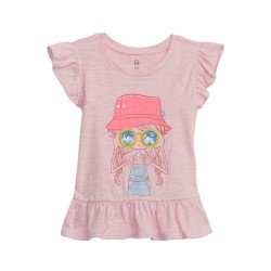 Baby Gap Polo 100% Algodón Manga Corta con Grafico 3D para Niña de 2 Años