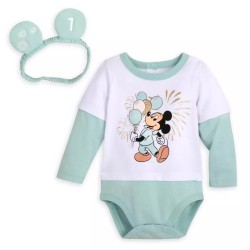 ShopDisney Set 2 piezas Body y Vincha del Primer Cumpleaños de Mickey Mouse para Bebé Niño de 6 a 9 Meses