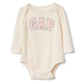 Baby Gap body con logo color ivory frost 100% algodón manga larga para bebé niña de 6 a 12 meses