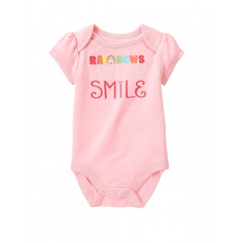 Gymboree Body rosado rainbow 100% algodón manga corta para bebé niña de 12 a 18 meses